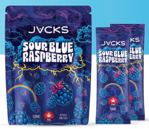 JACKS THC Powder Drink Mix - Sour Blue Raspberry 100mg