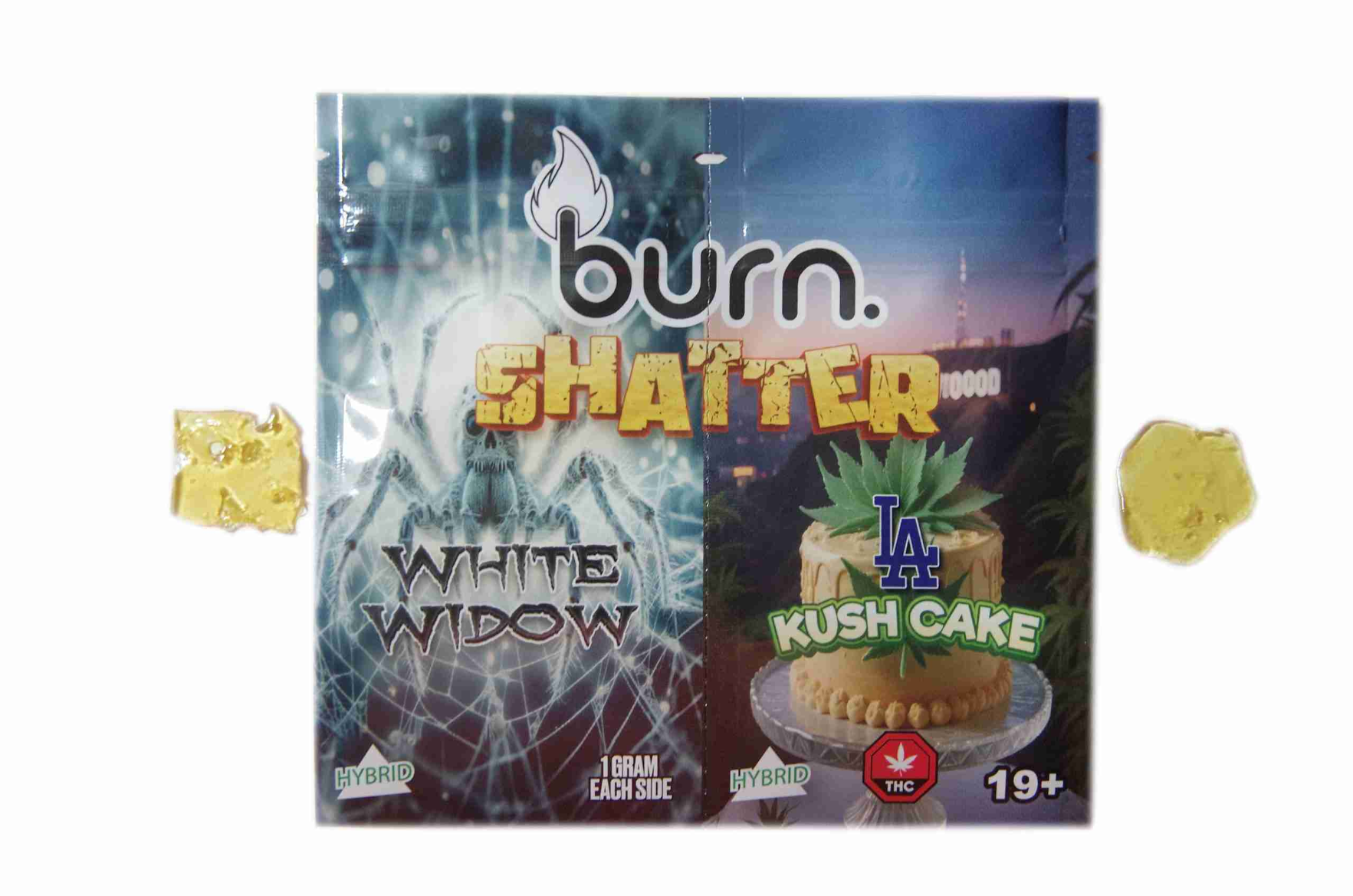 Burn Shatter 2 Grams - White Widow + LA Kush Cake