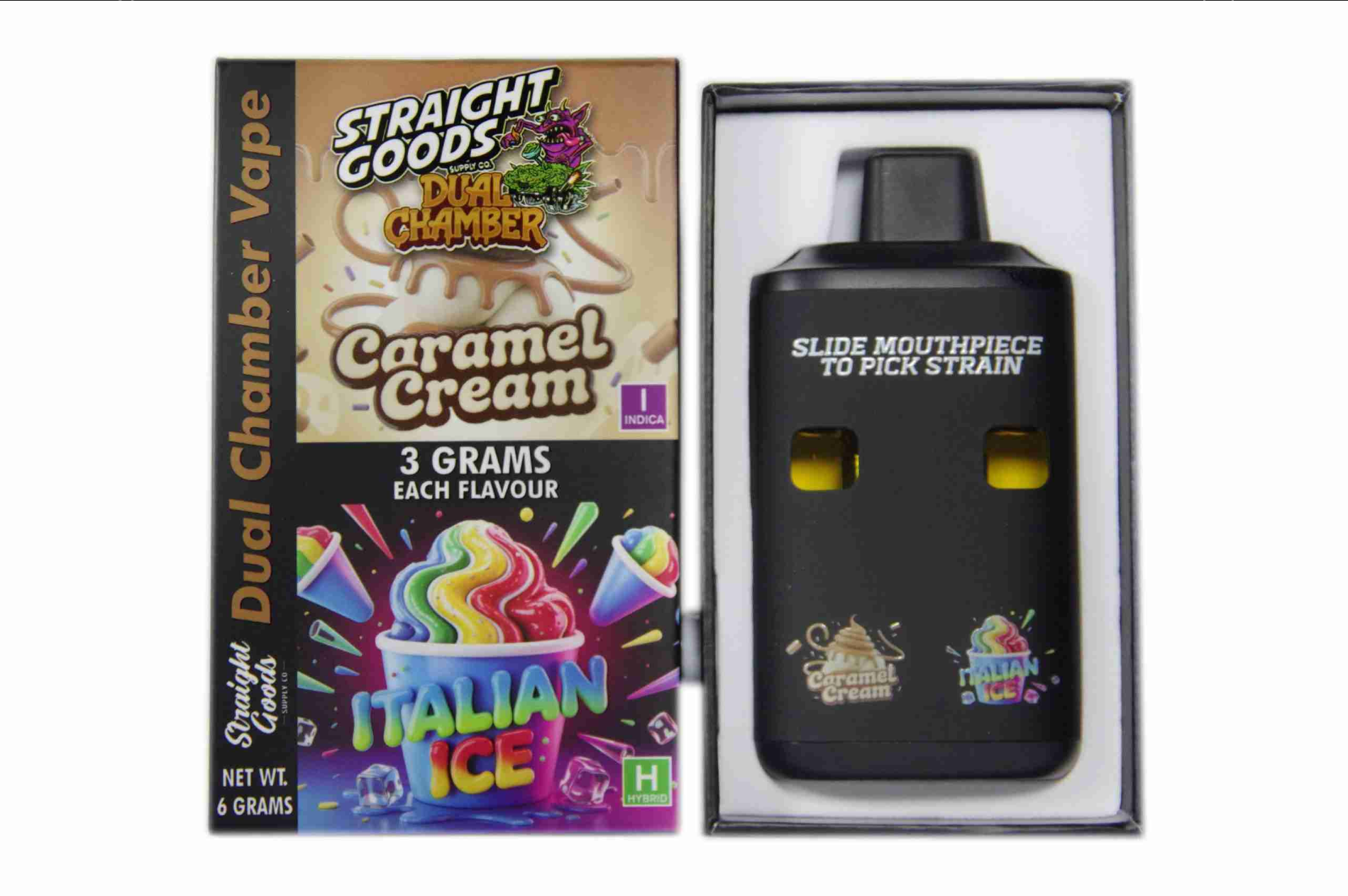 Straight Goods 6g Dual Chamber Vape – Caramel Cream + Italian Ice - Image 2