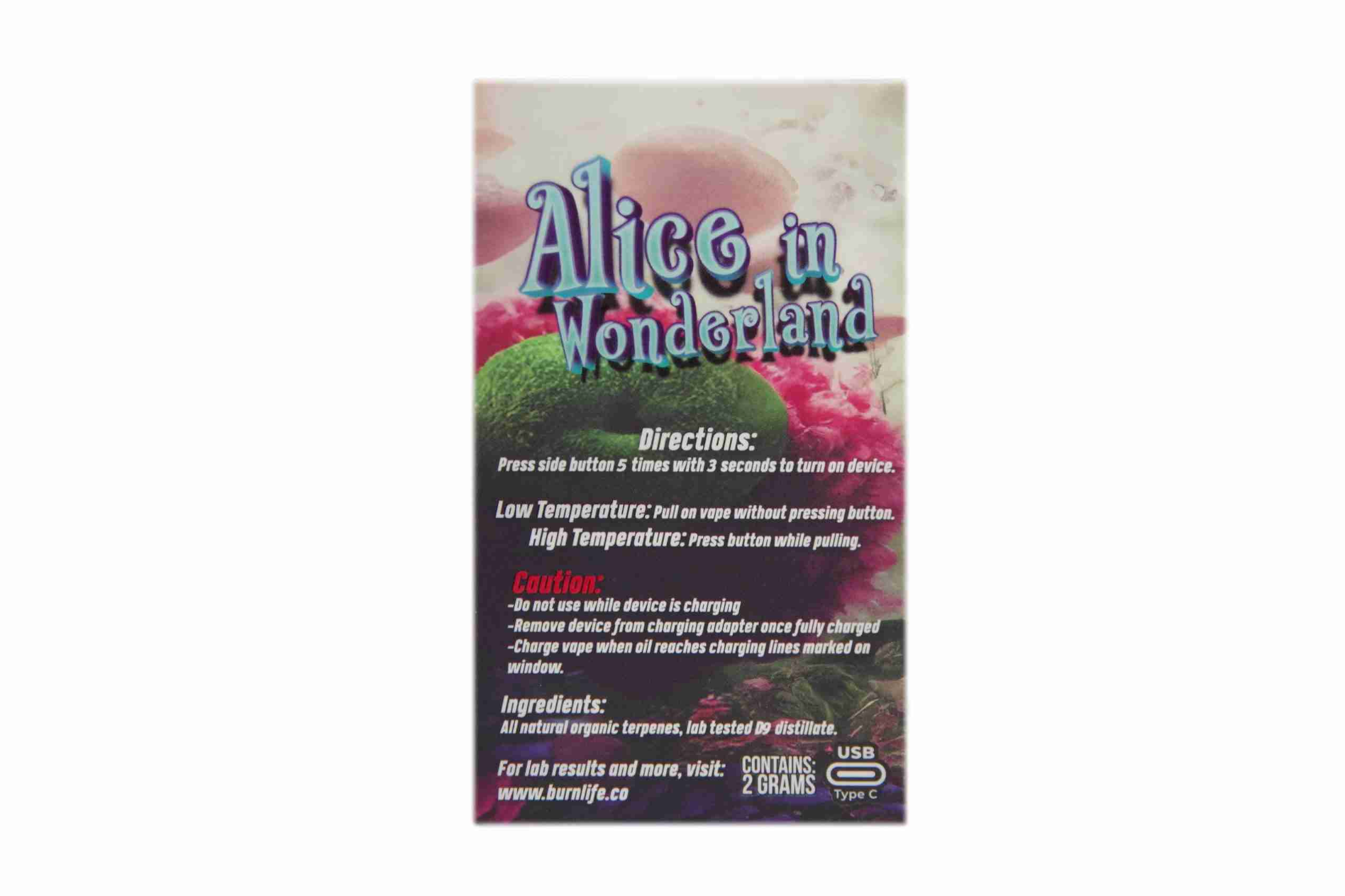 Burn Disposable Vape (2g) - Alice in Wonderland (Hybrid) - Image 2