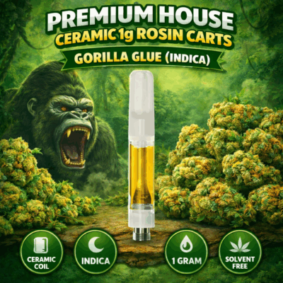 Premium House Ceramic 1g Rosin Carts - Gorilla Glue (Indica)