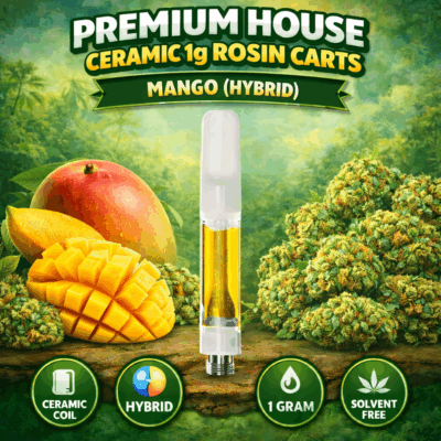 Premium House Ceramic 1g Rosin Carts - Mango (Hybrid)
