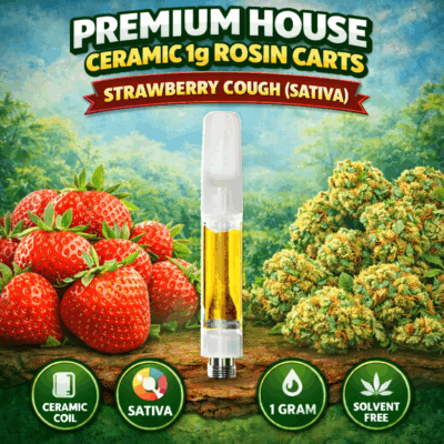 Premium House Ceramic 1g Rosin Carts - Strawberry Cough (Sativa)