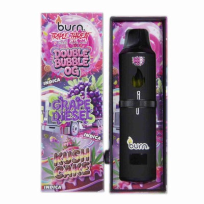 Burn Triple Threat Vape (9g) - Double Bubble OG + Grape Diesel + Kush Cake